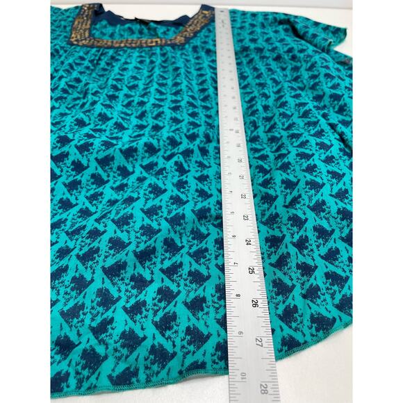 New Calvin Klein Flutter Kaftan Short Sleeve Blouse Geo Loose Embellished Bold M - Picture 8 of 10